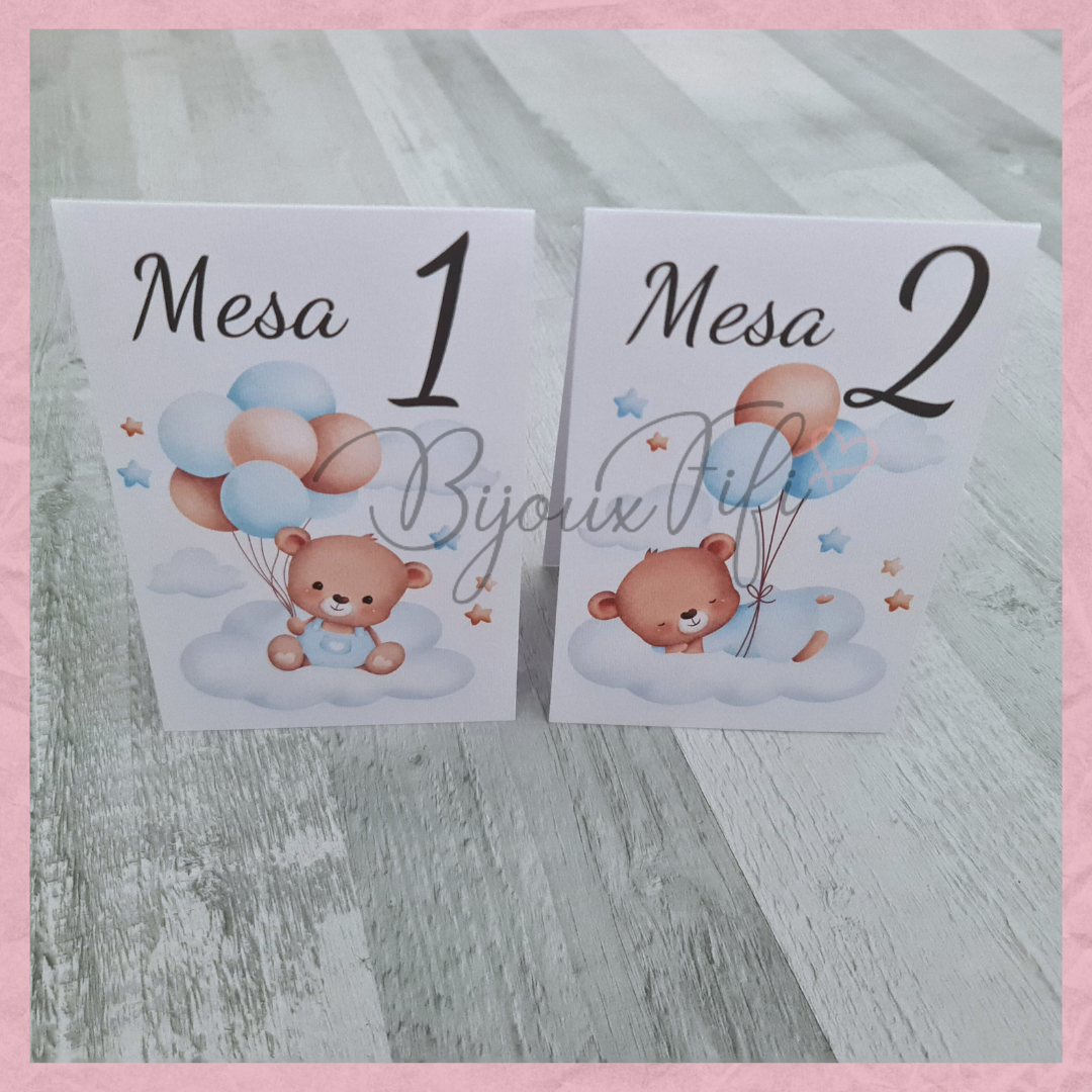 Marcador de Mesa triangulo "Cute Bear" Blue