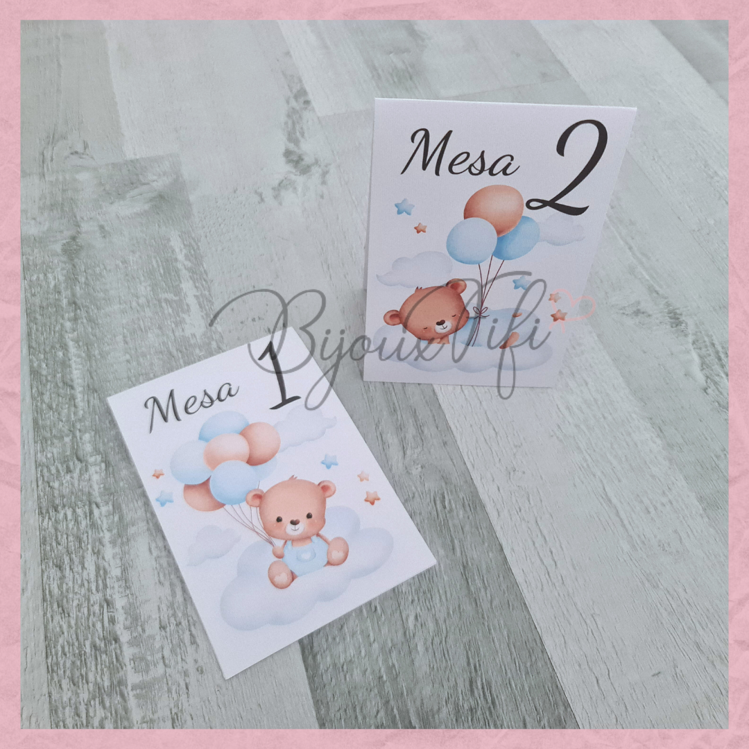 Marcador de Mesa triangulo "Cute Bear" Blue