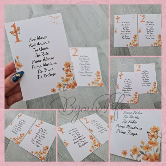 Cartões Seating Plan "ButterFly"