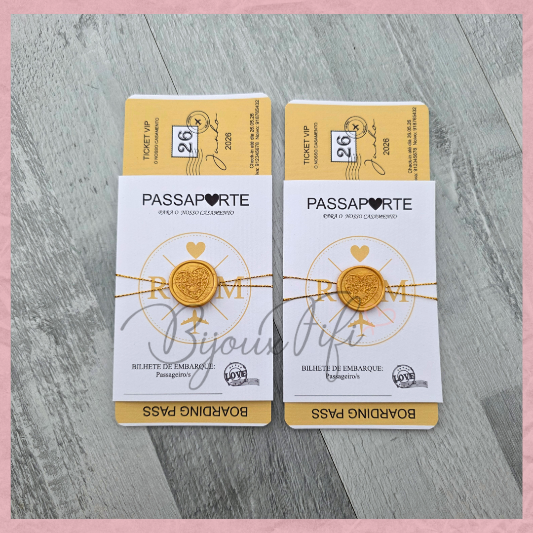 Convite Wedding Passaporte "Fly Gold"