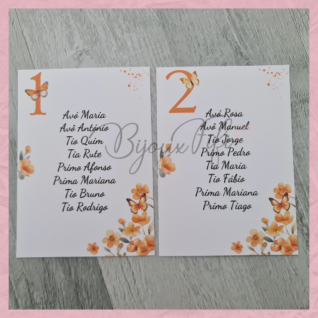 Cartões Seating Plan "ButterFly"