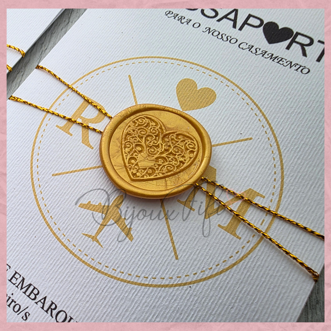 Convite Wedding Passaporte "Fly Gold"