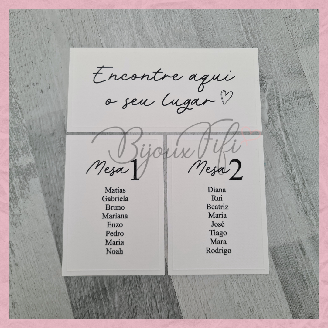 Cartões Seating Plan "Minimalis"