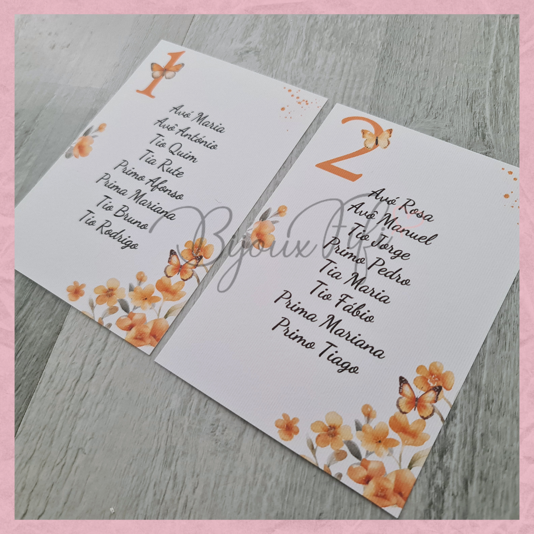 Cartões Seating Plan "ButterFly"