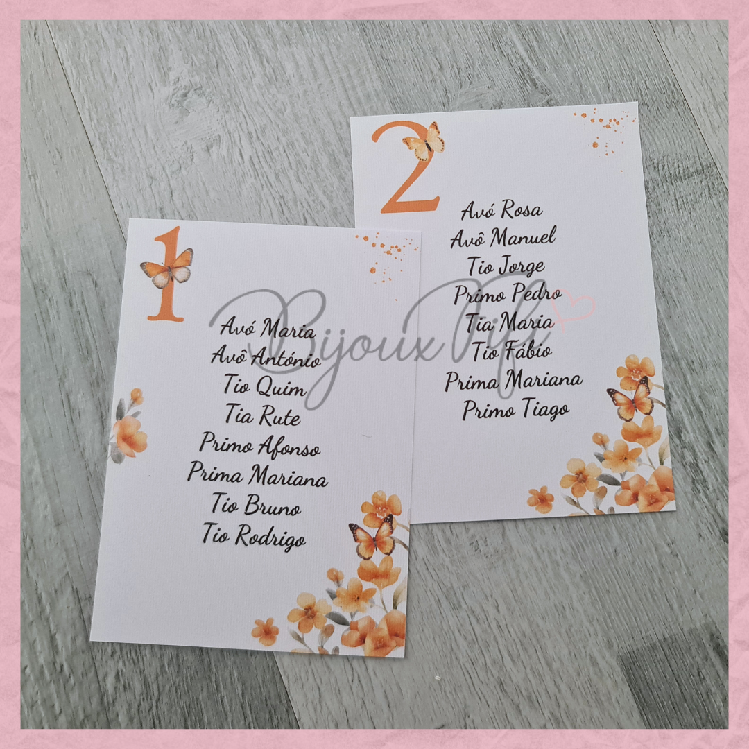 Cartões Seating Plan "ButterFly"