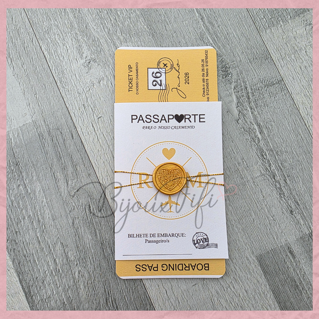 Convite Wedding Passaporte "Fly Gold"