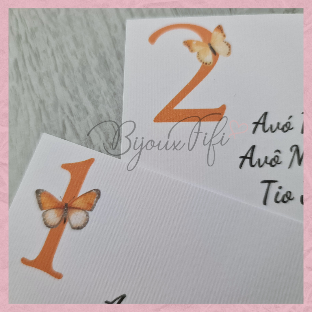 Cartões Seating Plan "ButterFly"