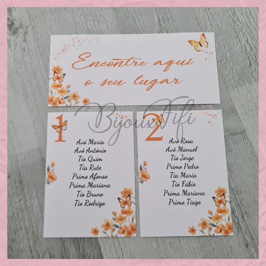 Cartões Seating Plan "ButterFly"