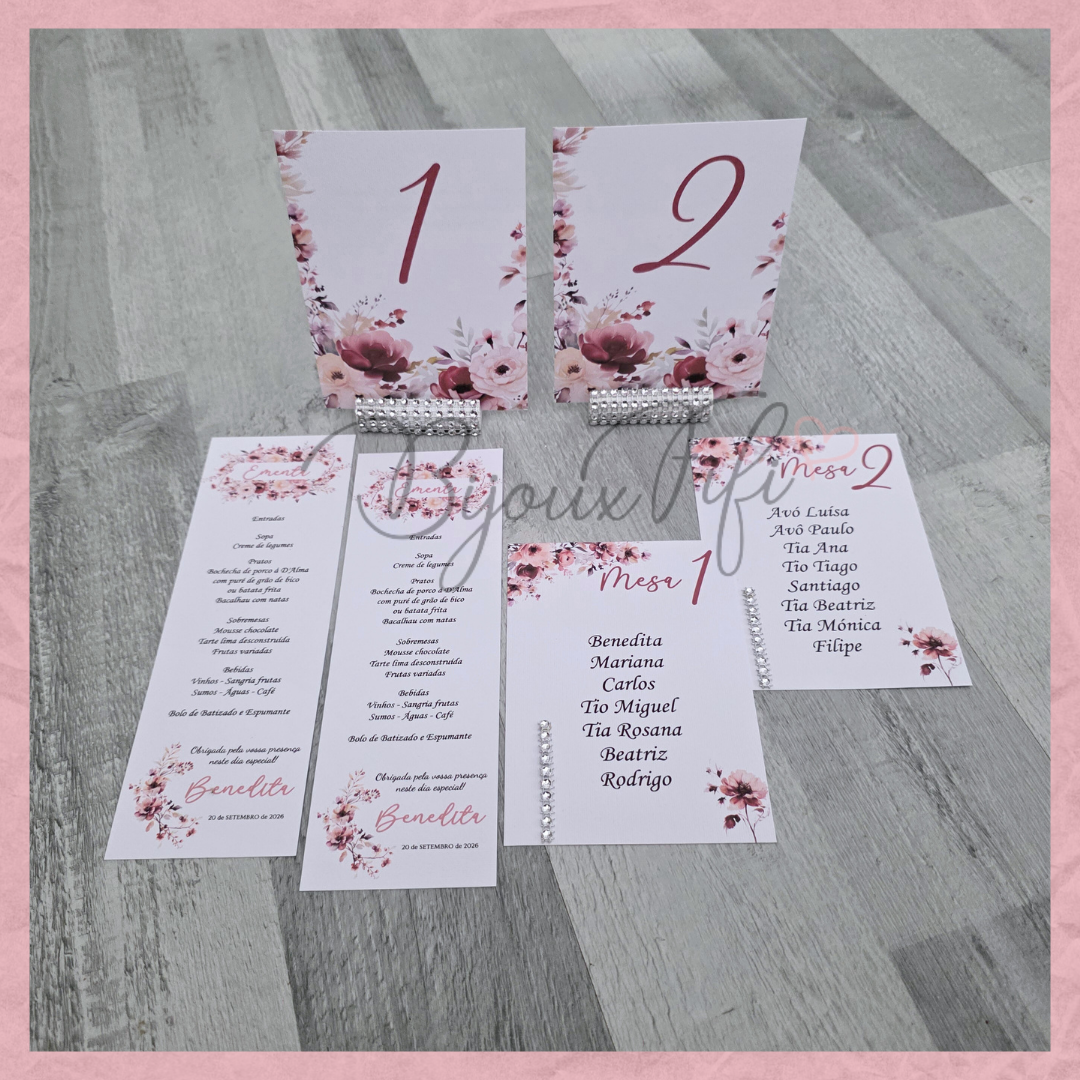 Cartões Seating Plan "Dark Pink"