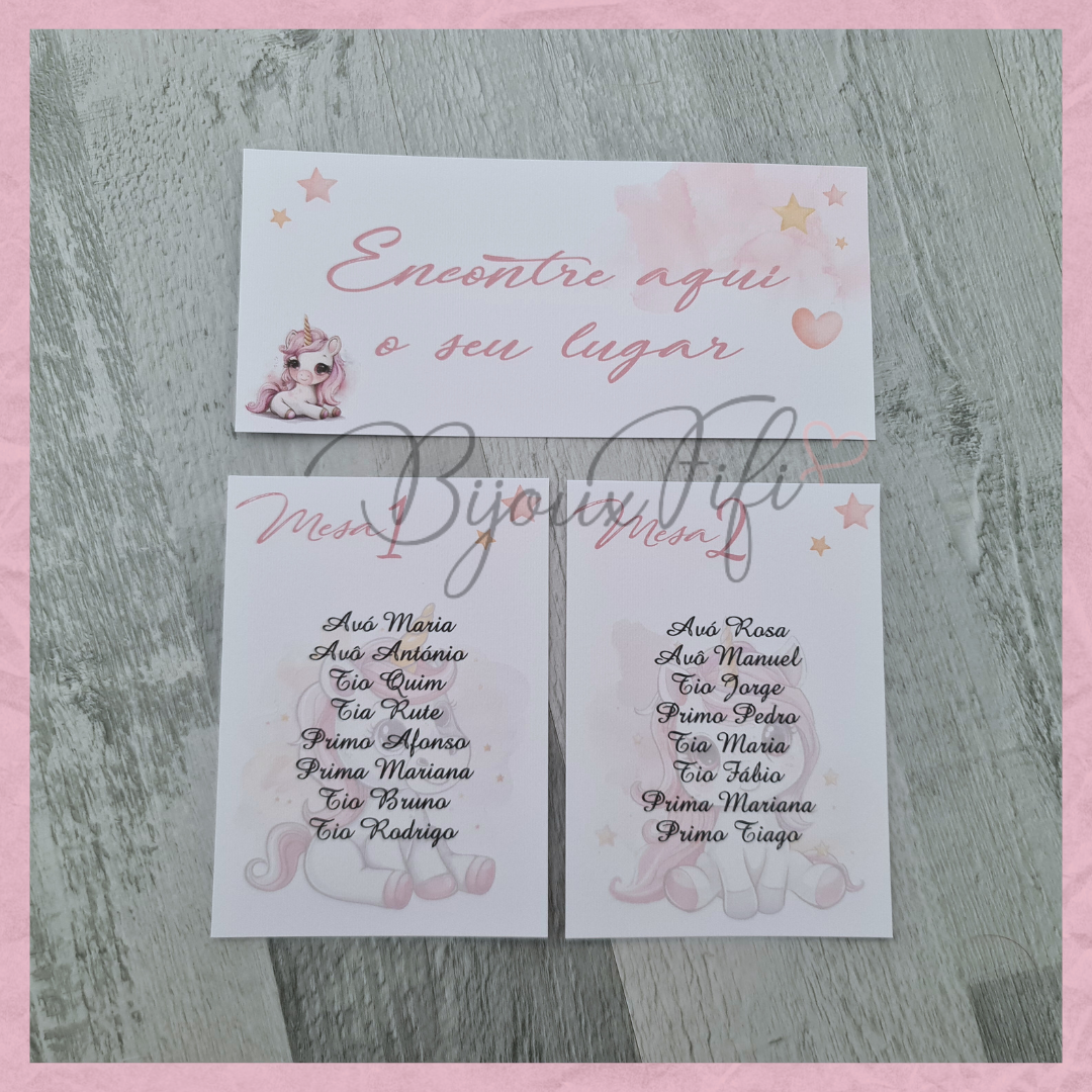 Cartões Seating Plan "Unicorn"