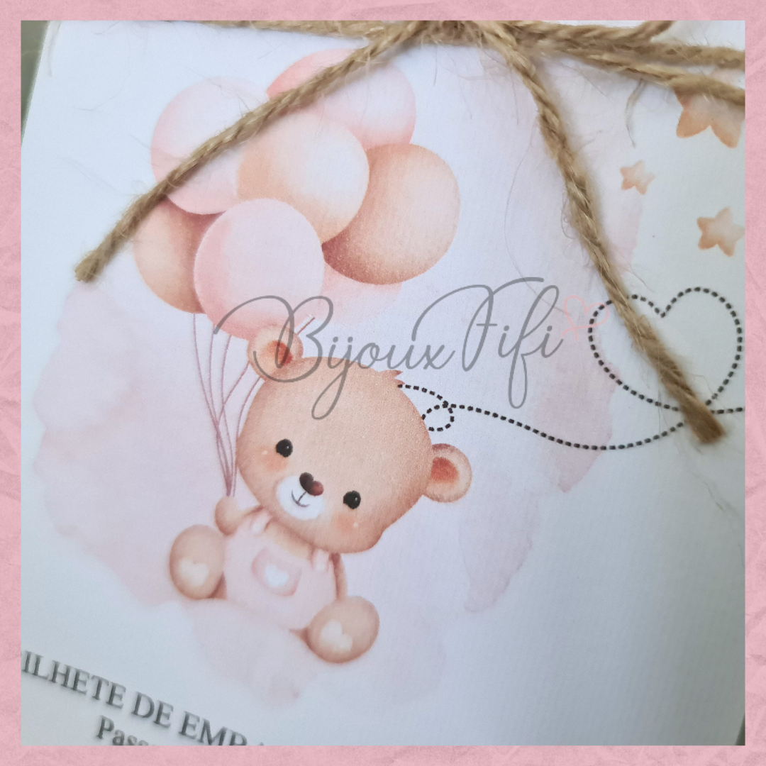 Convite Passaporte "Cute Bear" Rose