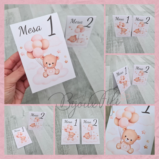 Marcador de Mesa triangulo "Cute Bear"  Rose