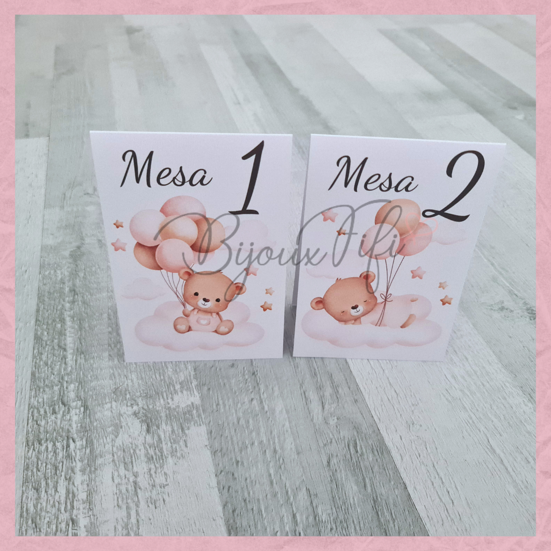Marcador de Mesa triangulo "Cute Bear"  Rose