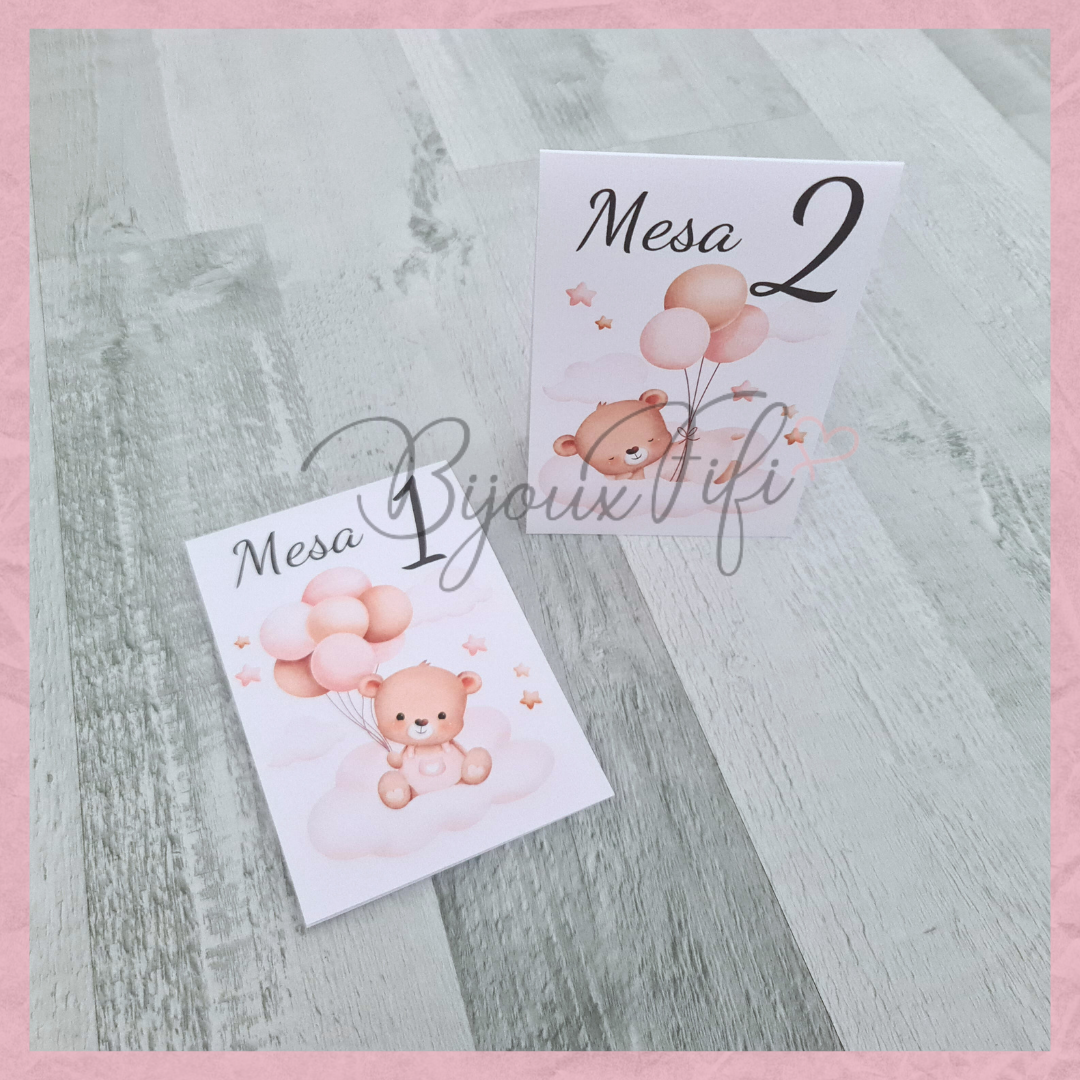 Marcador de Mesa triangulo "Cute Bear"  Rose