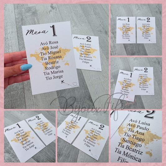Cartões Seating Plan "Fly Gold"
