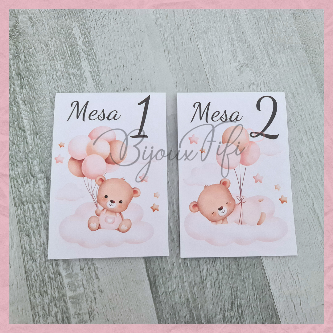 Marcador de Mesa triangulo "Cute Bear"  Rose