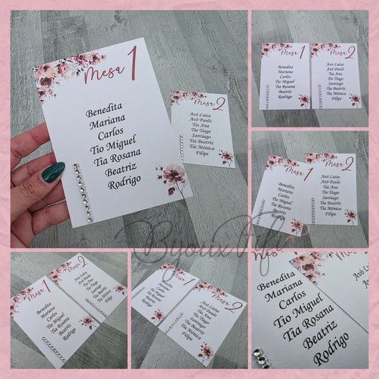 Cartões Seating Plan "Dark Pink"