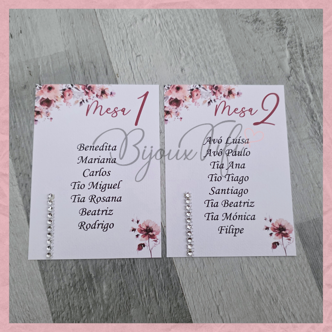 Cartões Seating Plan "Dark Pink"