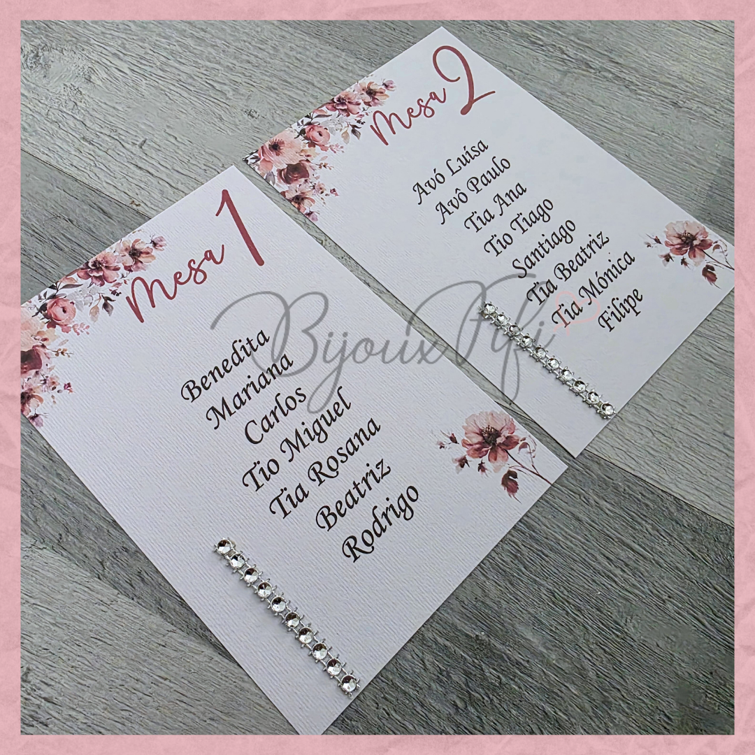 Cartões Seating Plan "Dark Pink"