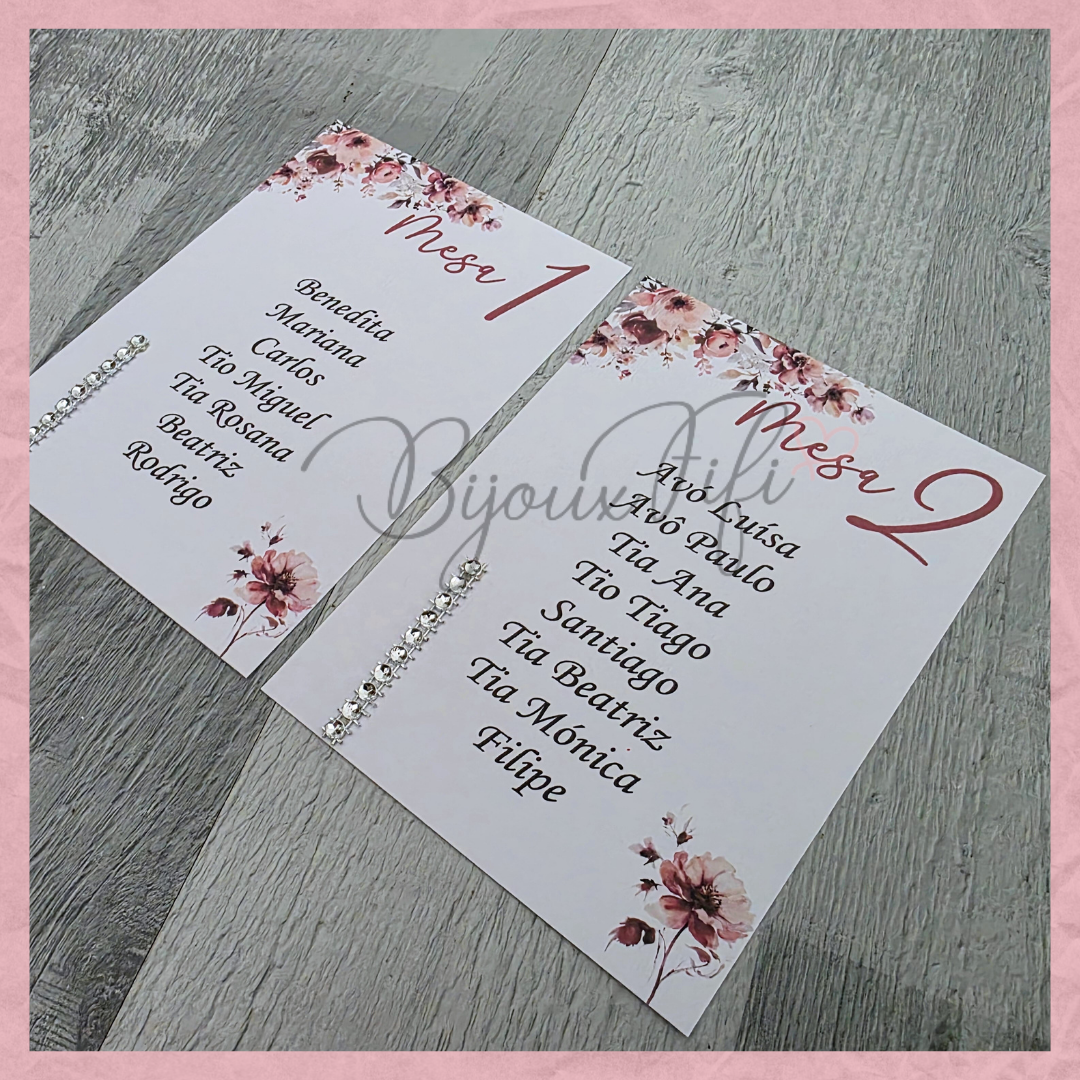 Cartões Seating Plan "Dark Pink"