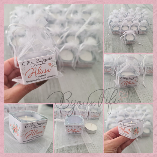 Suporte de vidro com vela "Peach Fuzz"