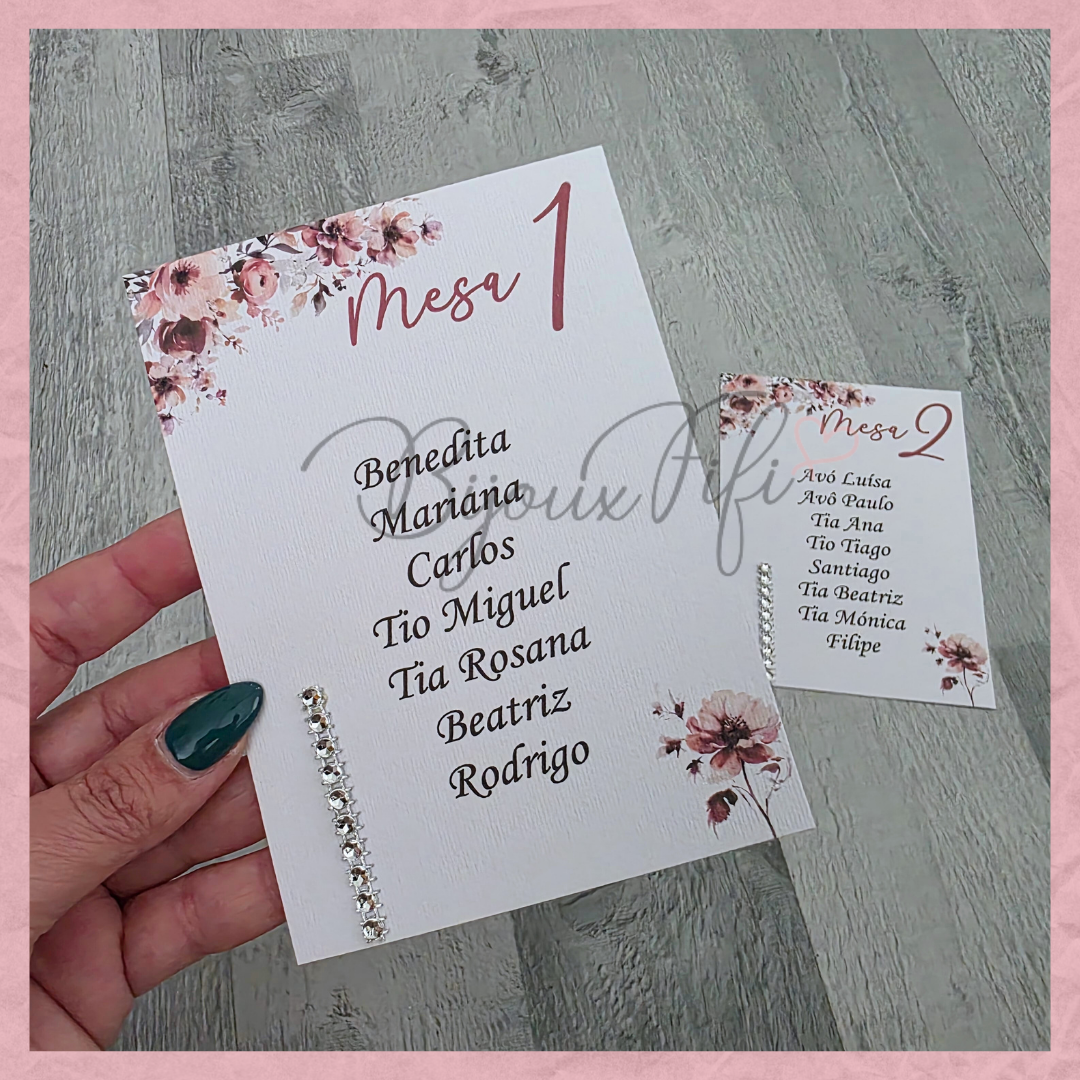 Cartões Seating Plan "Dark Pink"