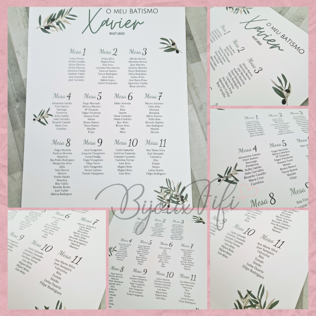 Placar de Seating-Plan "Natural Oliva"