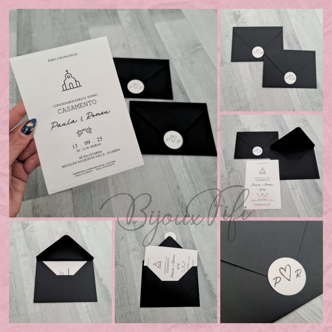 Convite Wedding Black "Minimalist"