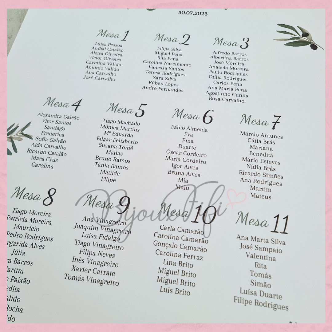 Placar de Seating-Plan "Natural Oliva"