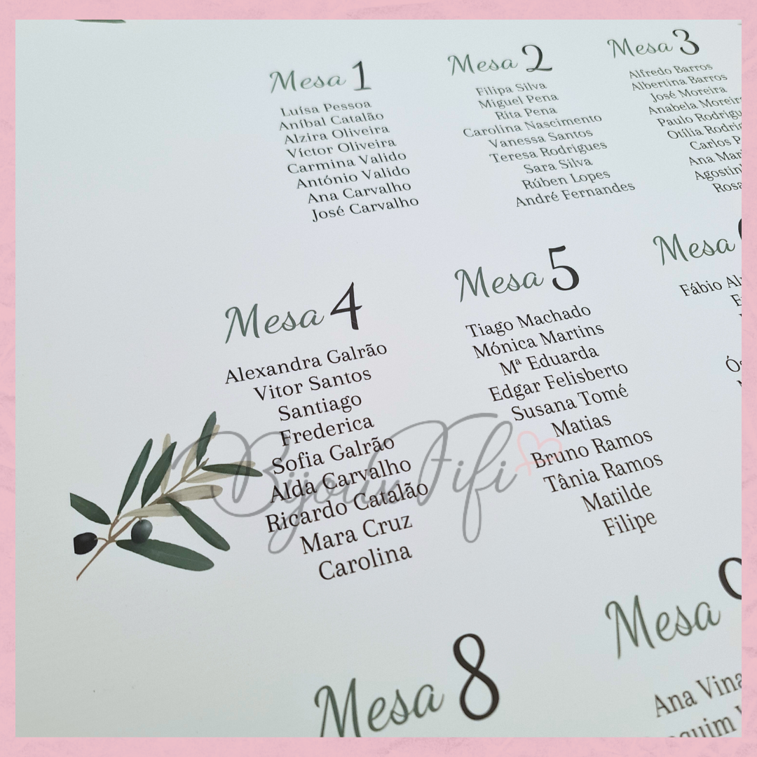 Placar de Seating-Plan "Natural Oliva"