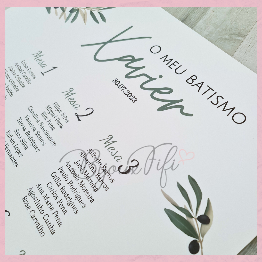 Placar de Seating-Plan "Natural Oliva"