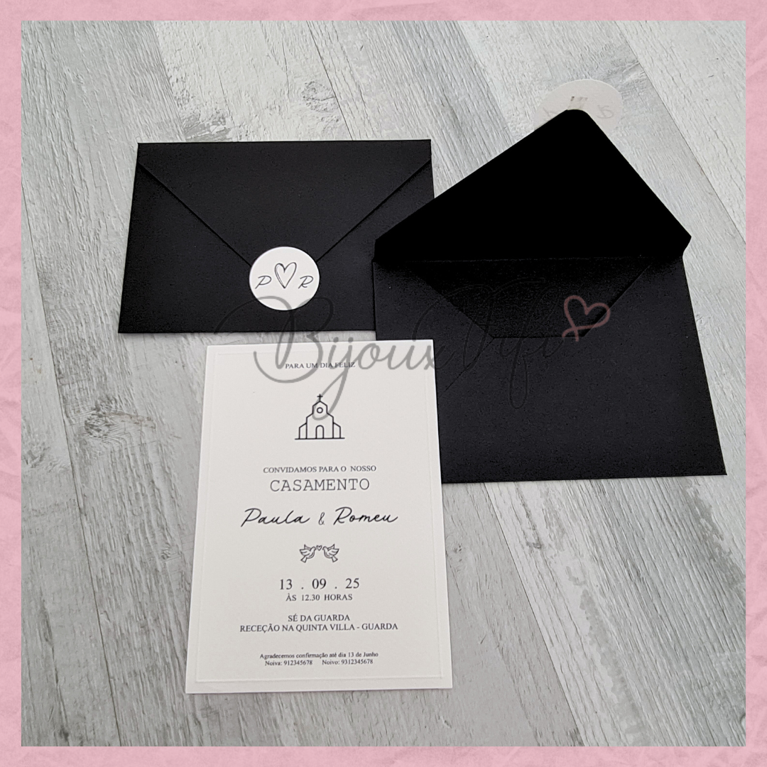 Convite Wedding Black "Minimalist"