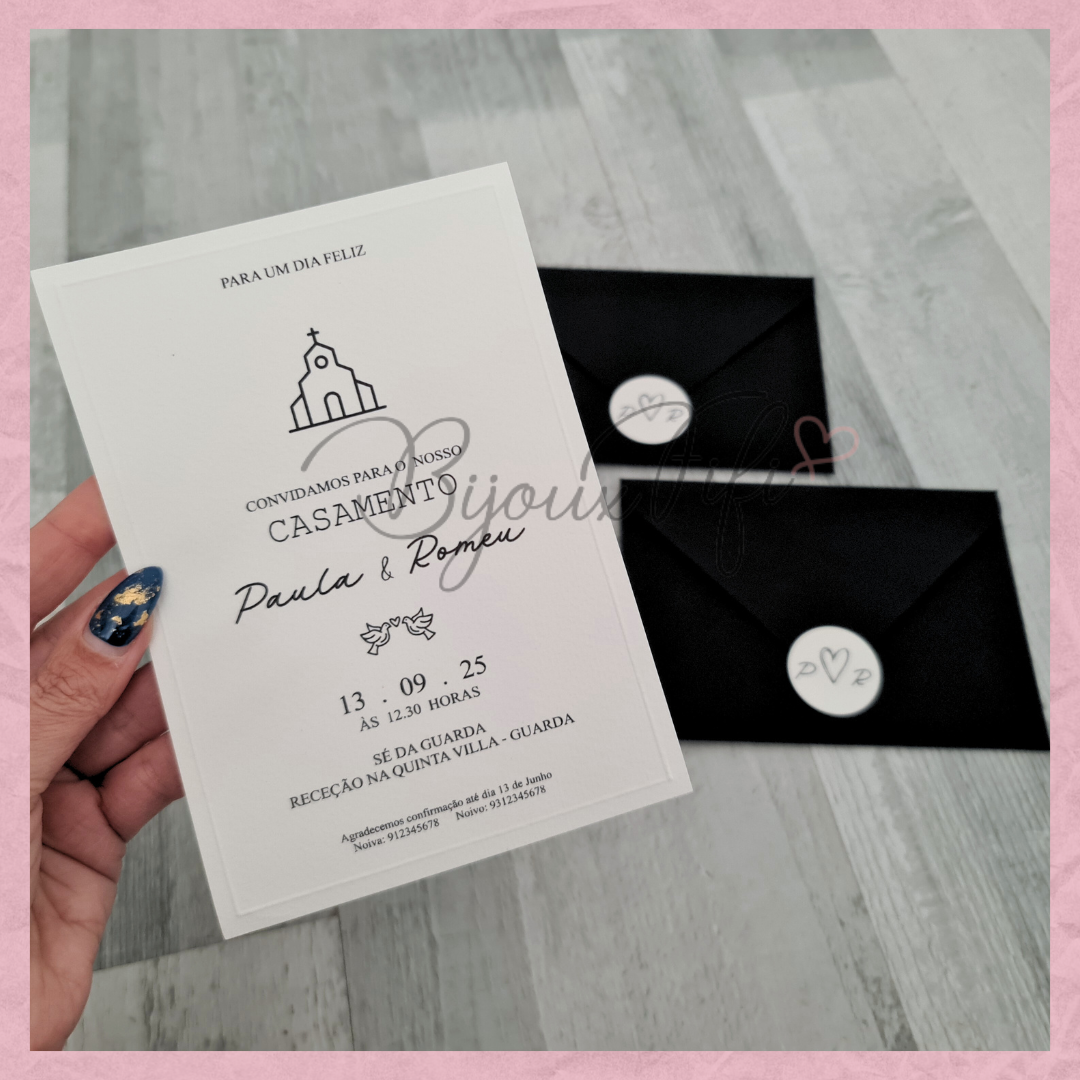 Convite Wedding Black "Minimalist"