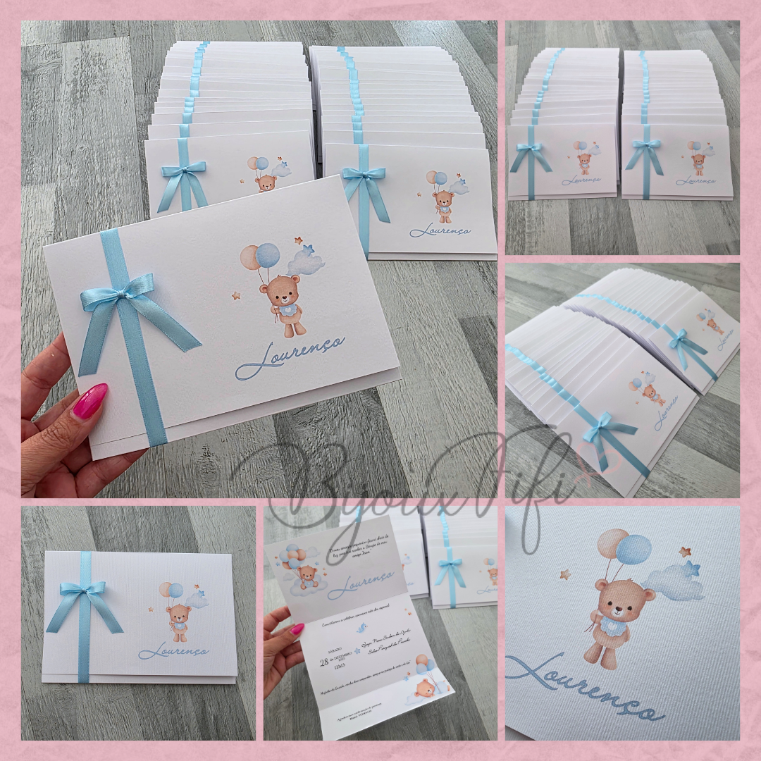 Convite dobrado "Cute Bear"