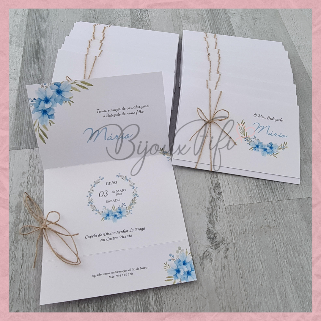 Convite dobrado "Floral Blue"