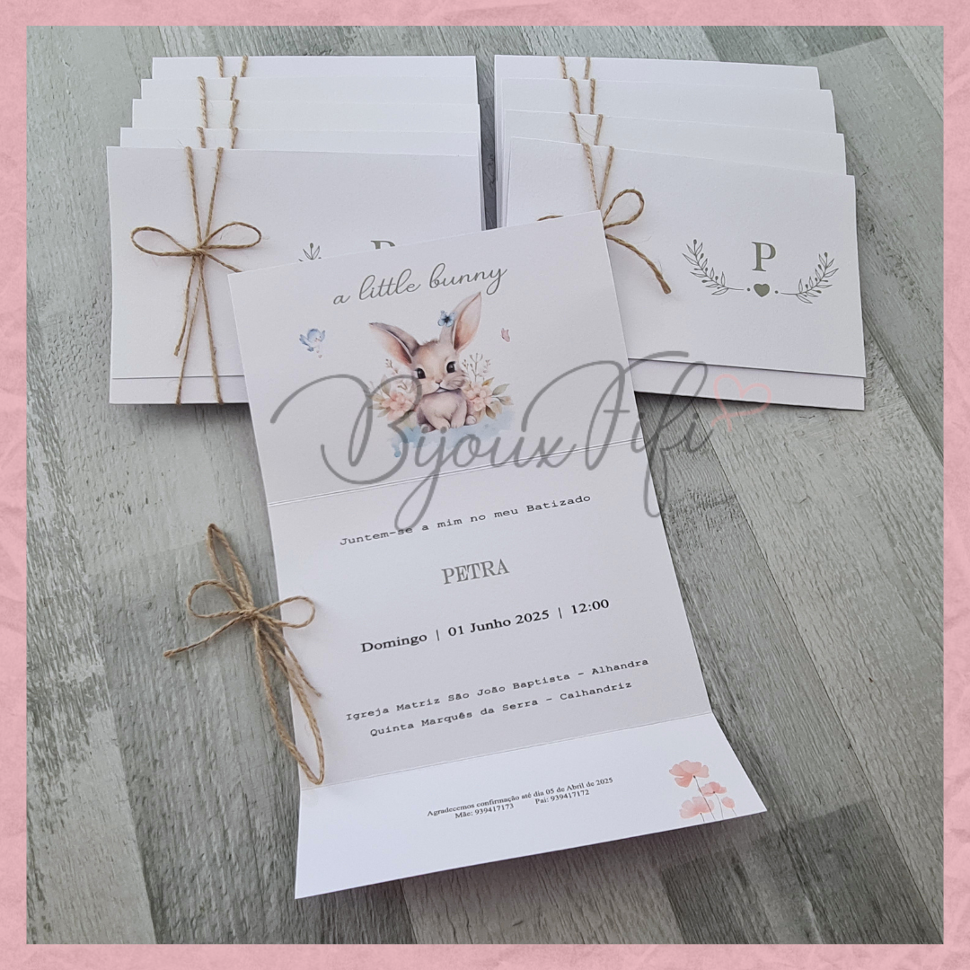 Convite dobrado "Pretty Bunny"