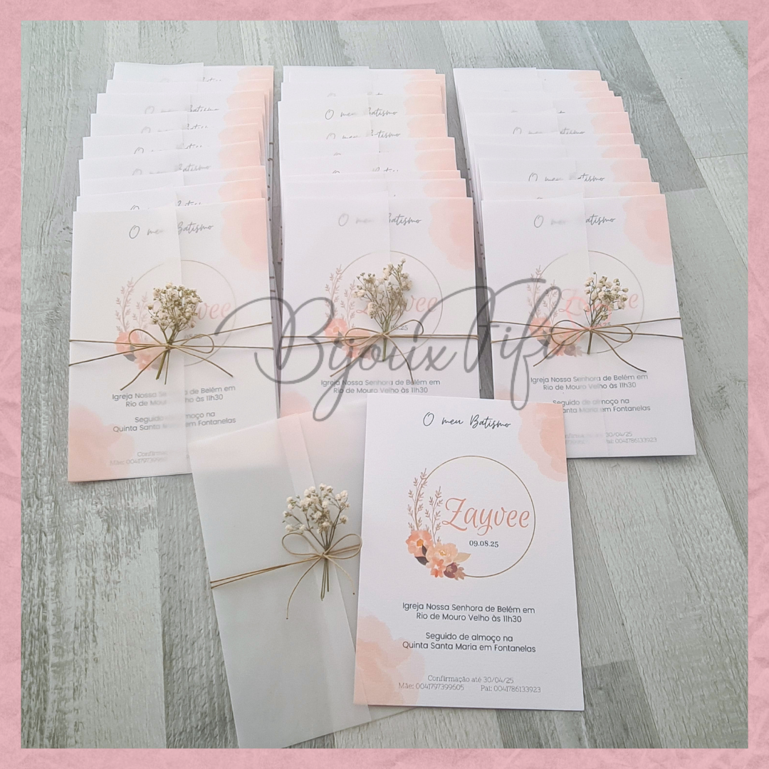 Convite Translucido "Vintage Peach" (+cores)