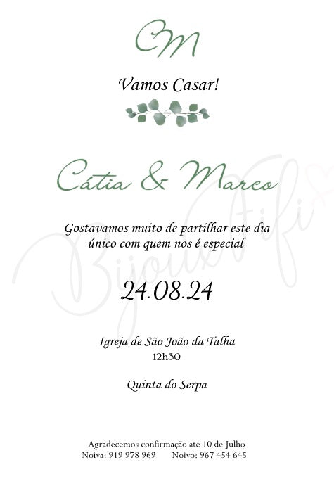 Convite Digital Wedding "Eucalyptus" MB056