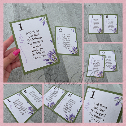 Cartões Seating Plan "Lavanda"