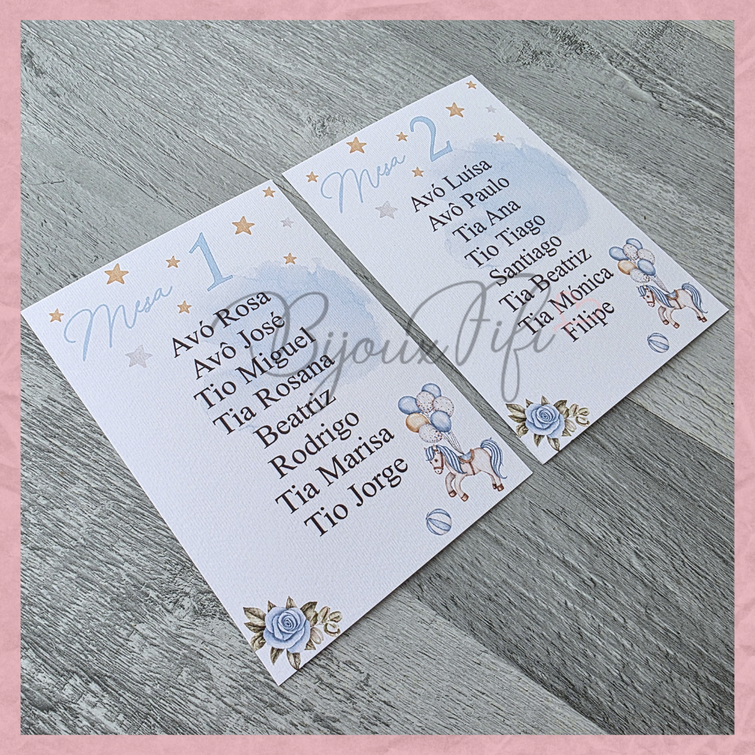 Cartões Seating Plan "Fun Park" Blue