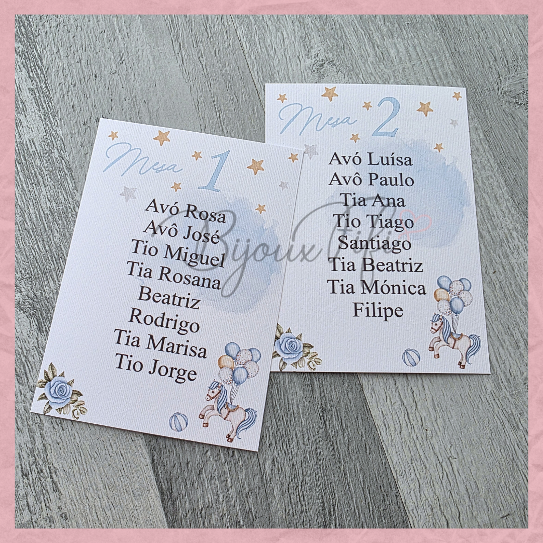 Cartões Seating Plan "Fun Park" Blue