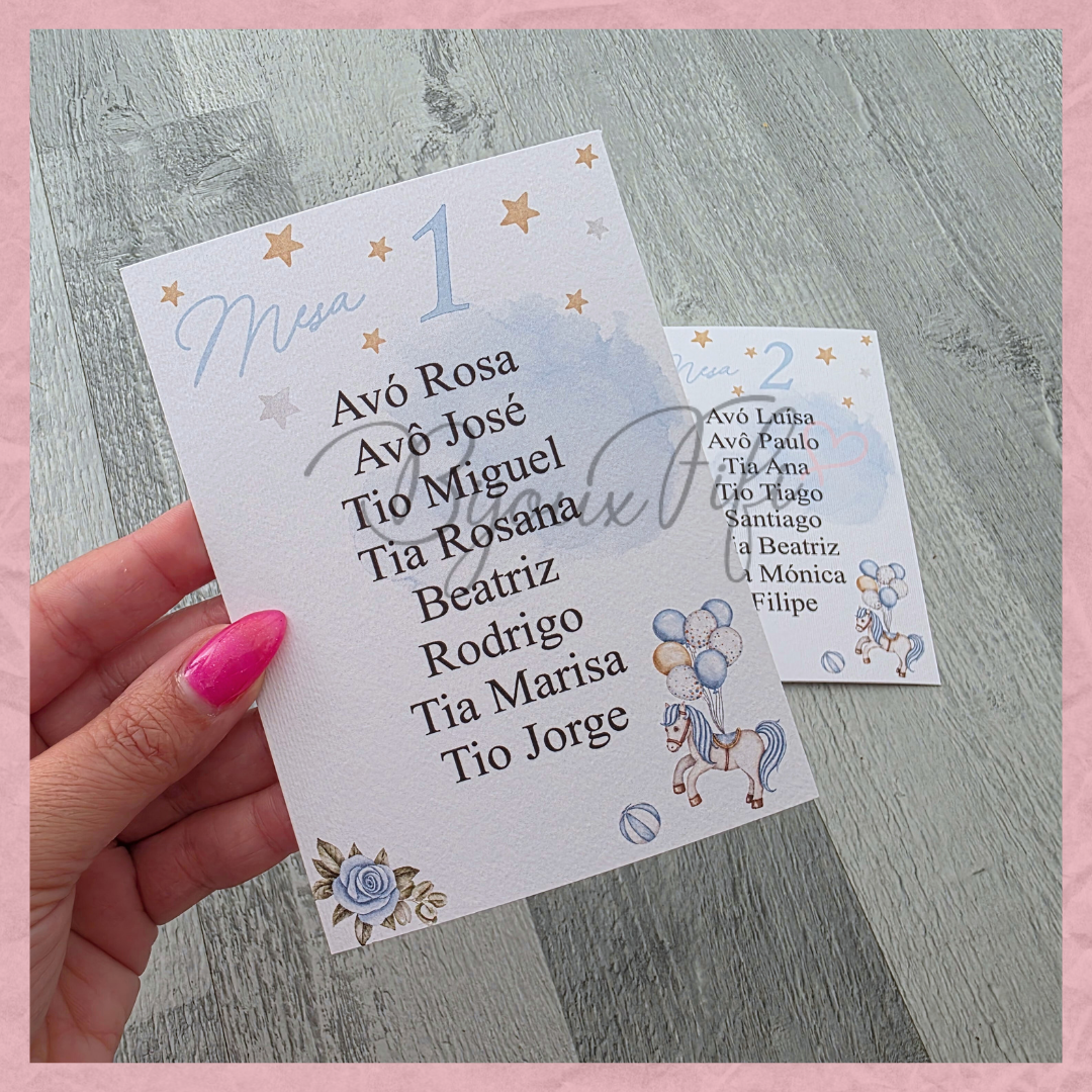 Cartões Seating Plan "Fun Park" Blue