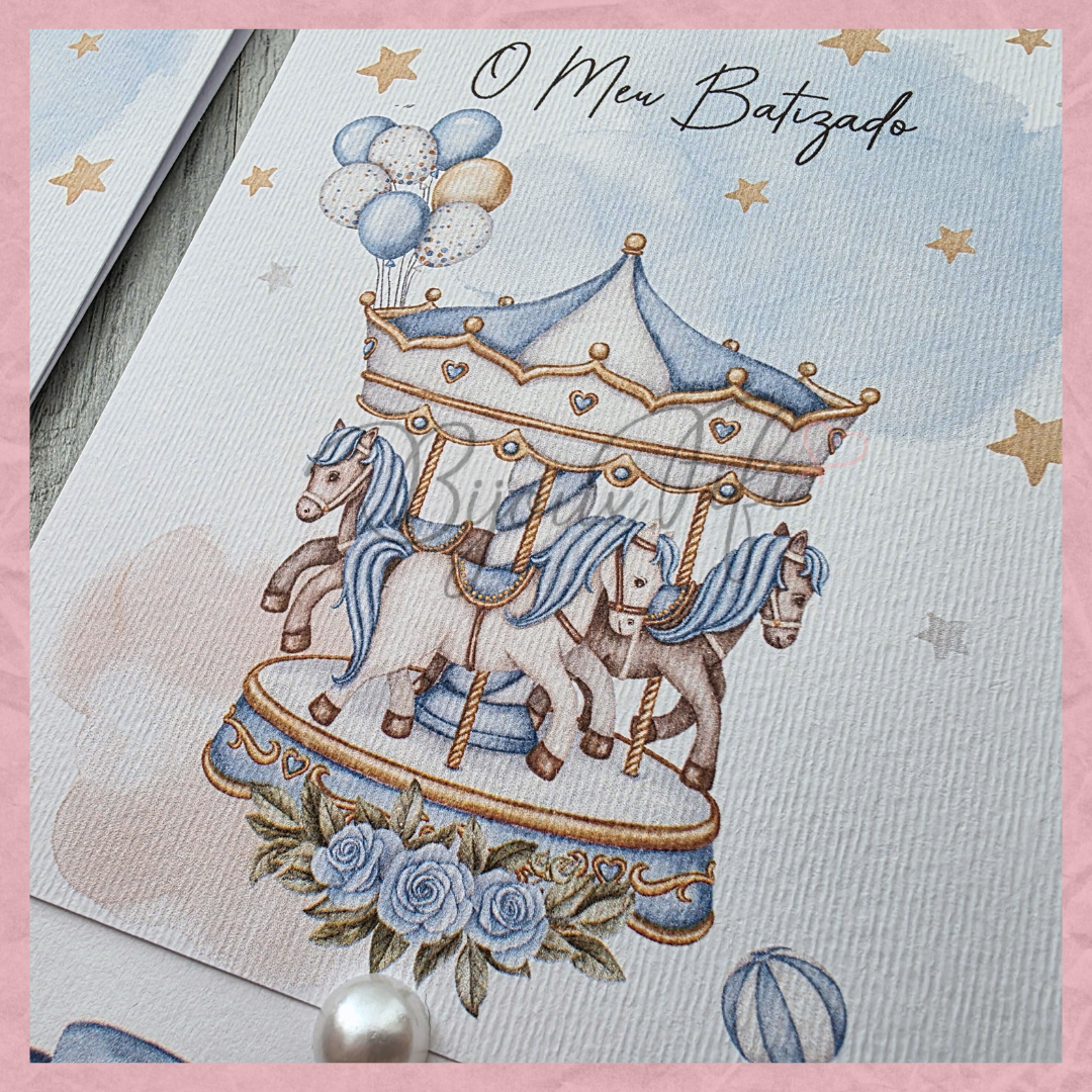 Convite dobrado "Fun Park" Blue