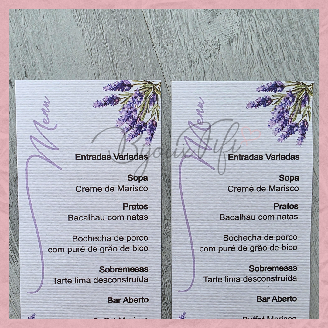 Ementa "Lavanda"