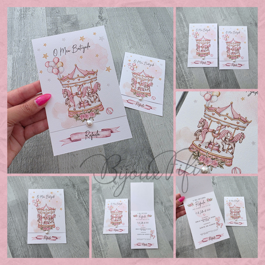 Convite dobrado "Fun Park" Rose