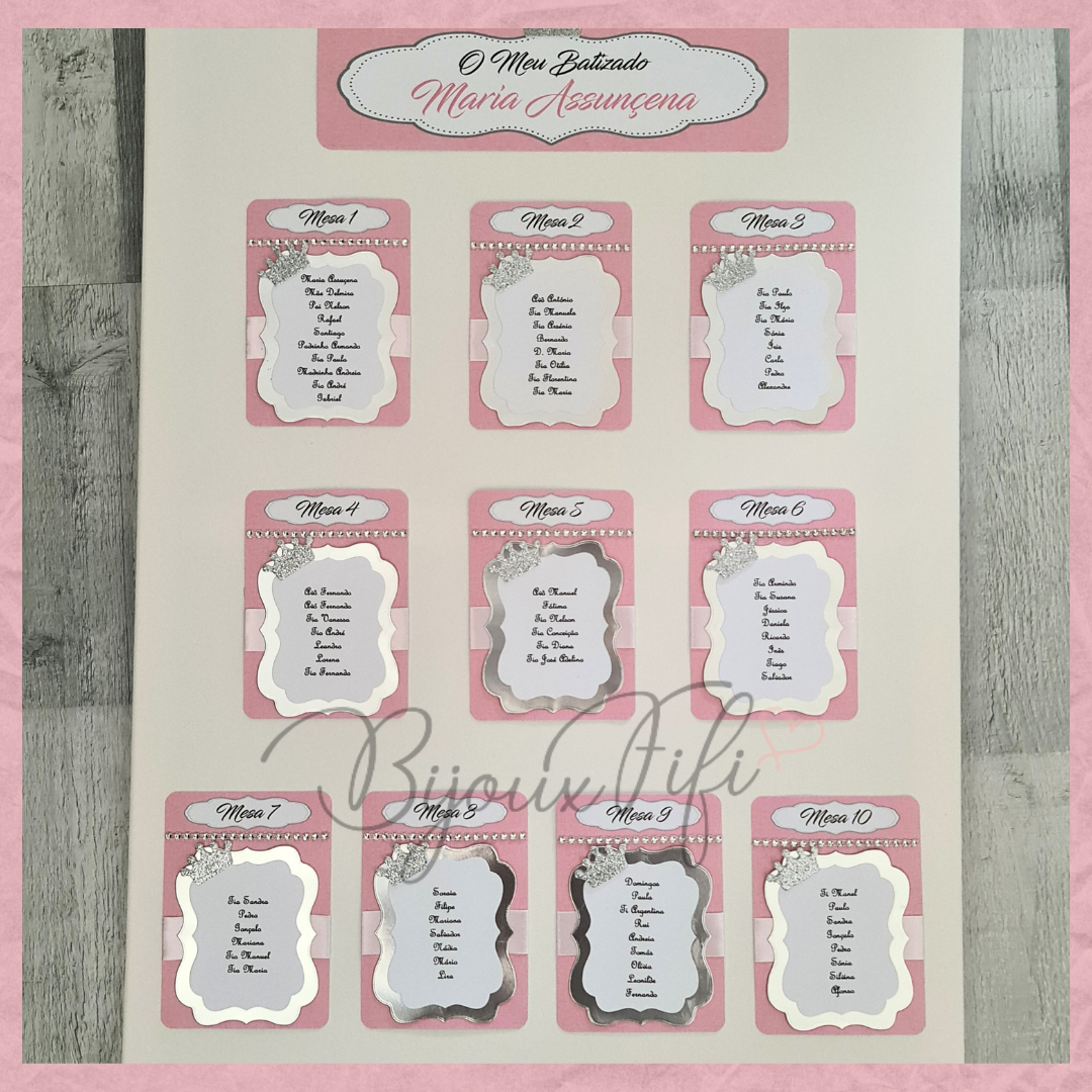 Placar de Seating-Plan Luxo "Crown Rose" (+cores)