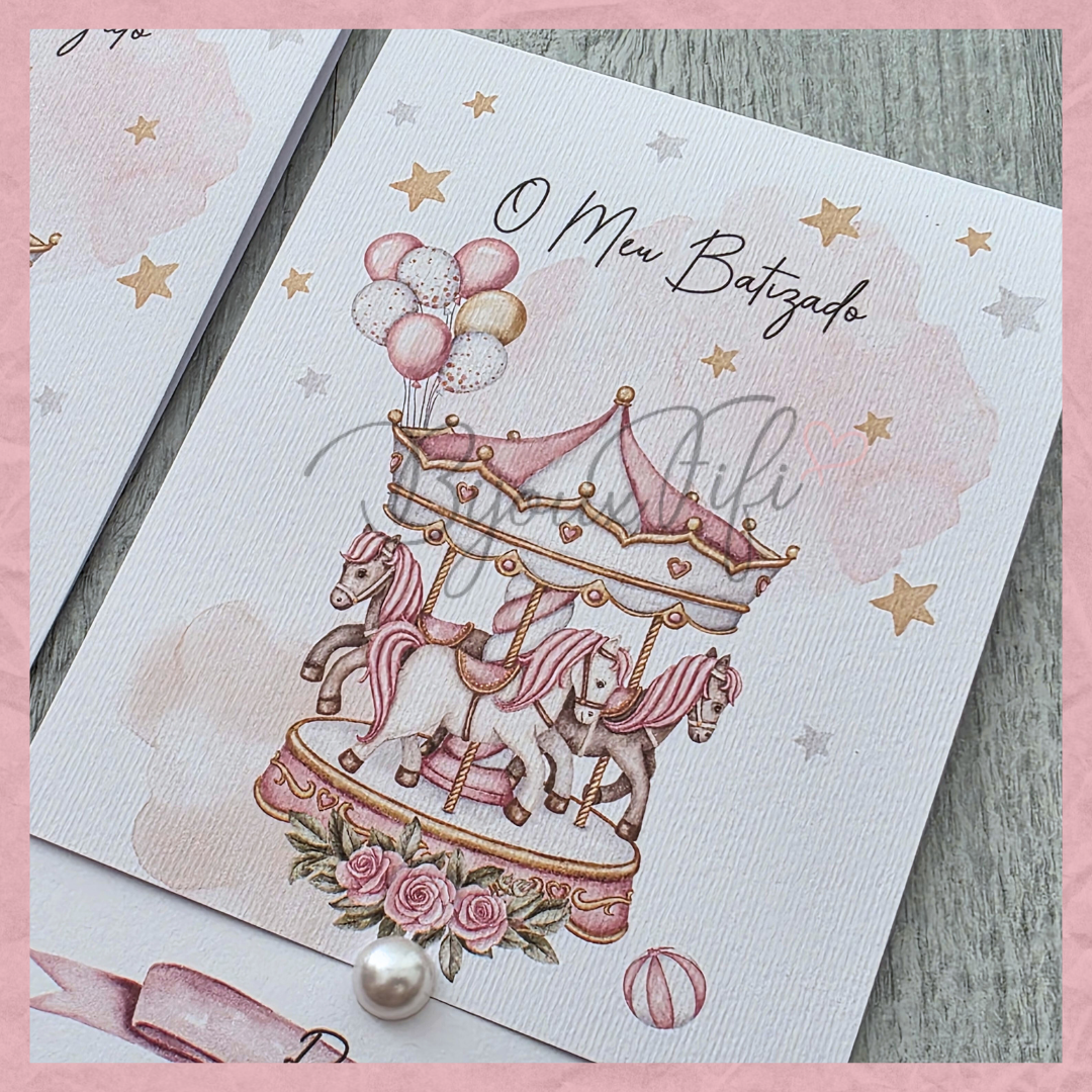 Convite dobrado "Fun Park" Rose