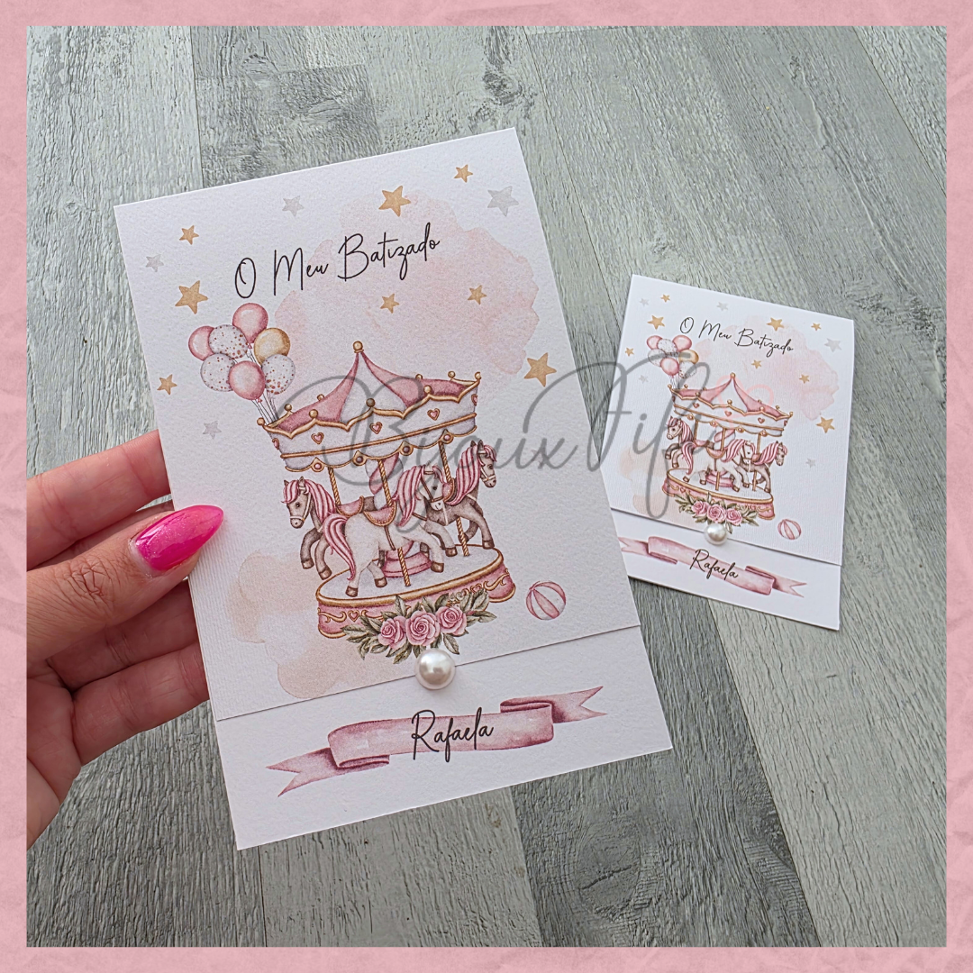 Convite dobrado "Fun Park" Rose