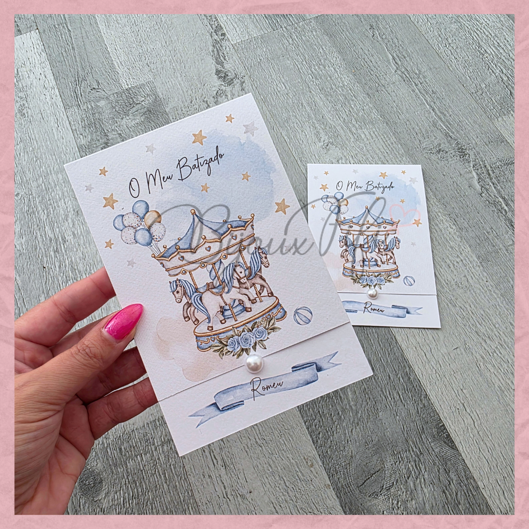 Convite dobrado "Fun Park" Blue