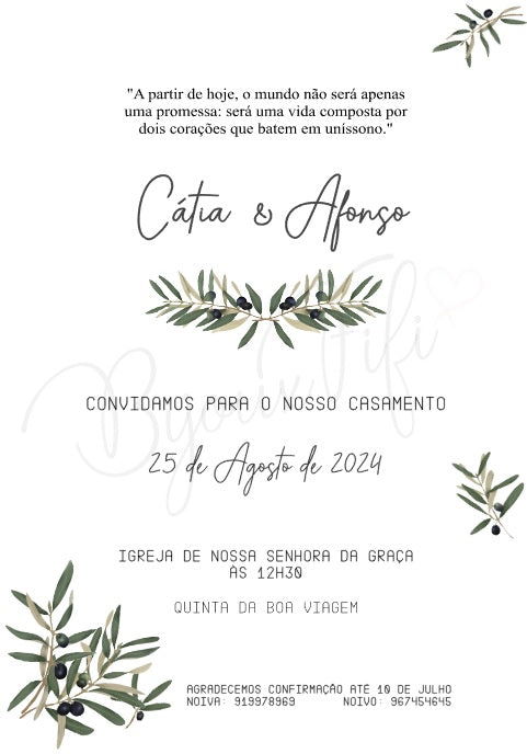 Convite Digital Wedding "Oliva"